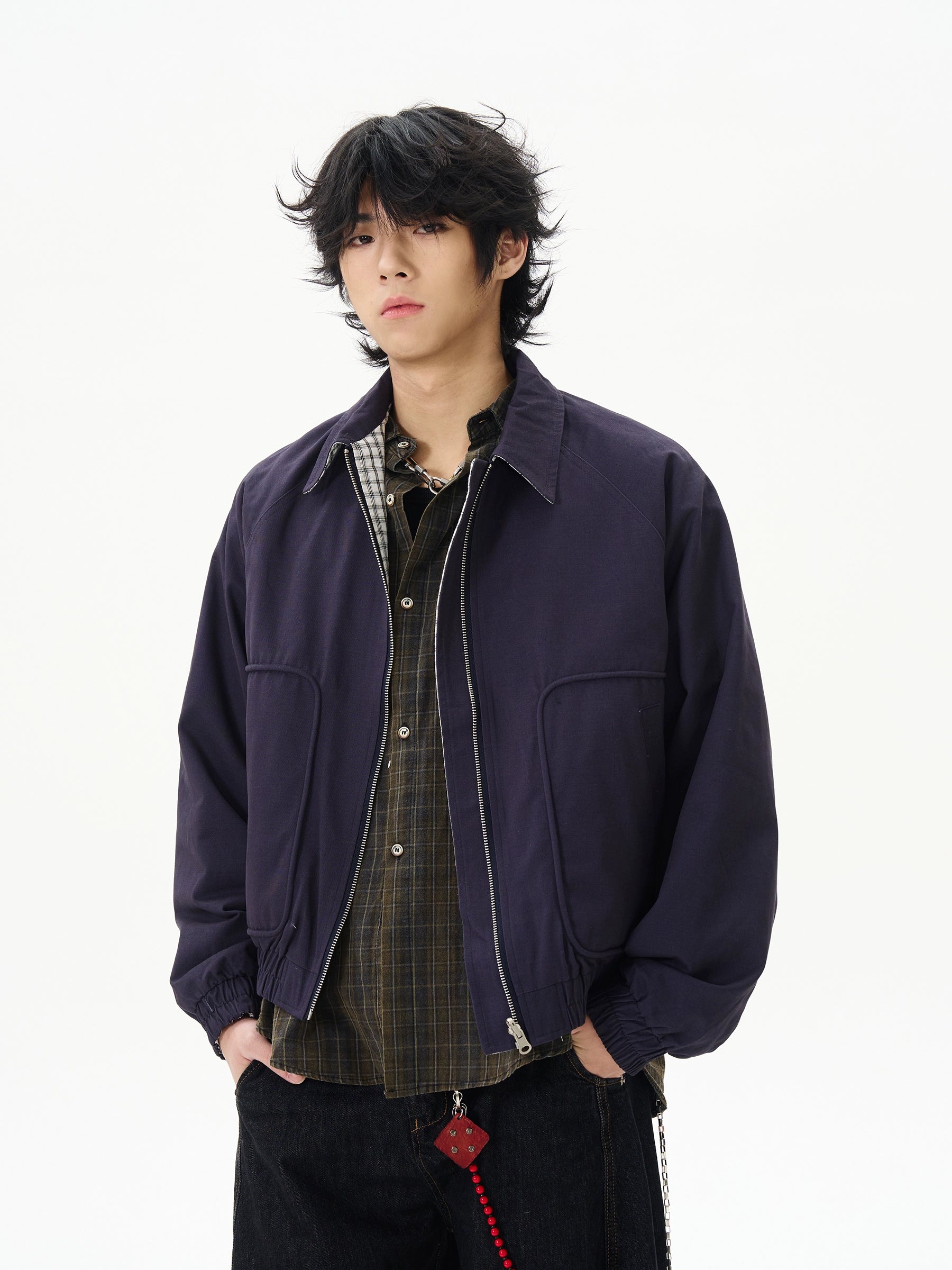 Double-Sided Plaid Casual Jacket Organic