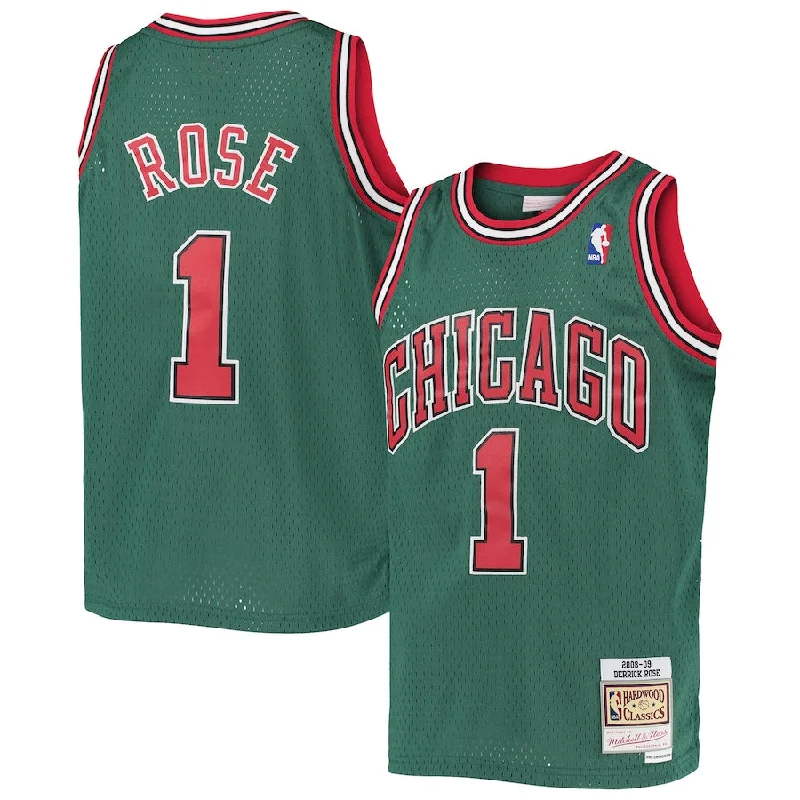 Youth Chicago Bulls Derrick Rose Mitchell & Ness Green 2008-09 Hardwood Classics Swingman Jersey Casual Men's Short