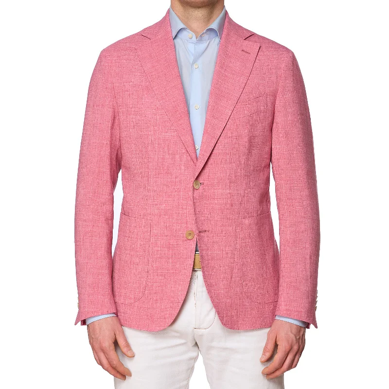 SARTORIA PARTENOPEA Pink Linen Unlined Jacket NEW Current Model Minimalist Men's Casual 