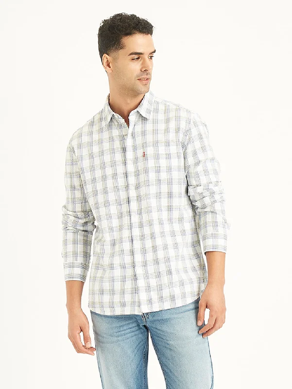 Men's Checkered Spread Collar Shirt Sharp Men's Italian