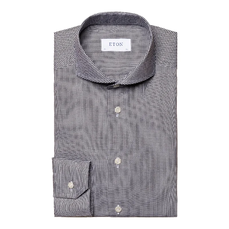 Slim Fit - Houndstooth Print Shirt Laid