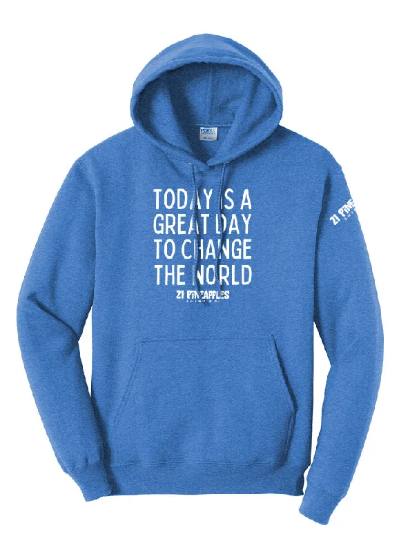 Great Day To Change The World Hoodie Polished Men's Satin