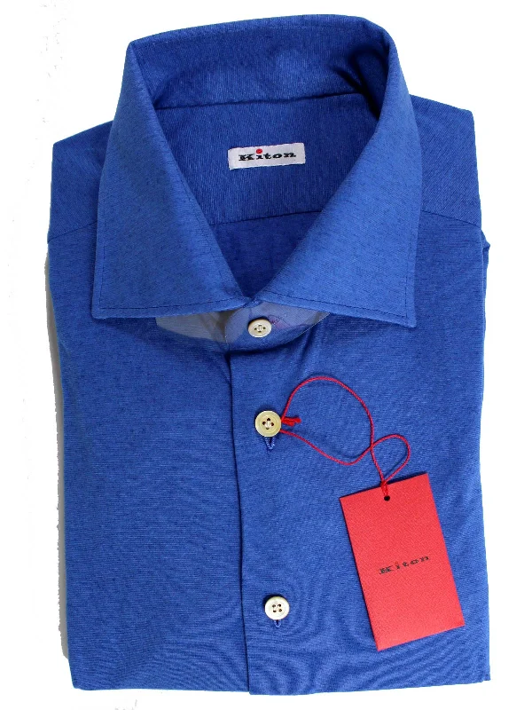 Kiton Shirt Royal Blue Sartorial Dress Shirt 40 - 15 3/4 REDUCED SALE Monochromatic Office Style