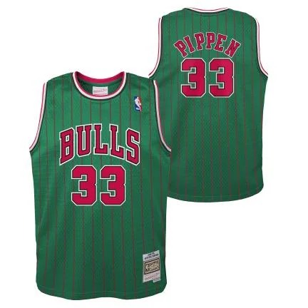 Youth Chicago Bulls NBA  Green Mitchell & Ness Scottie Pippen #33 1995-96 Swingman Jersey Minimalist Men's Casual 