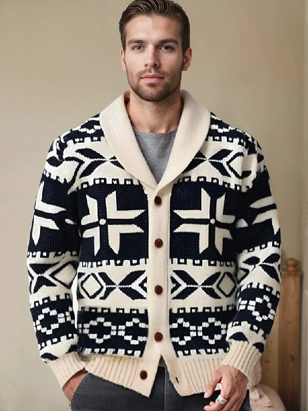 Comfy Bohemian Jacquard Cardigan Dynamic Men's Glow