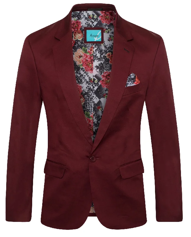 Men's Cotton-Stretch Fashion Blazer  Burgundy 9010 Cool Men's Distressed