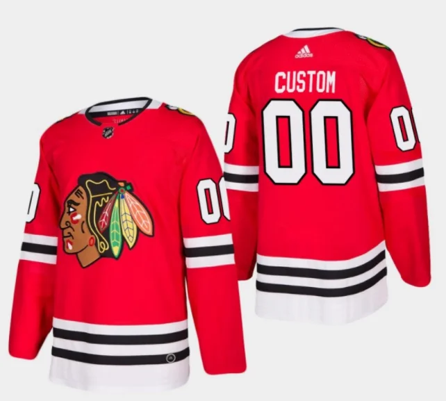 Customizable Chicago Blackhawks Adidas Home Authentic Jersey Trendy Men's Bucket