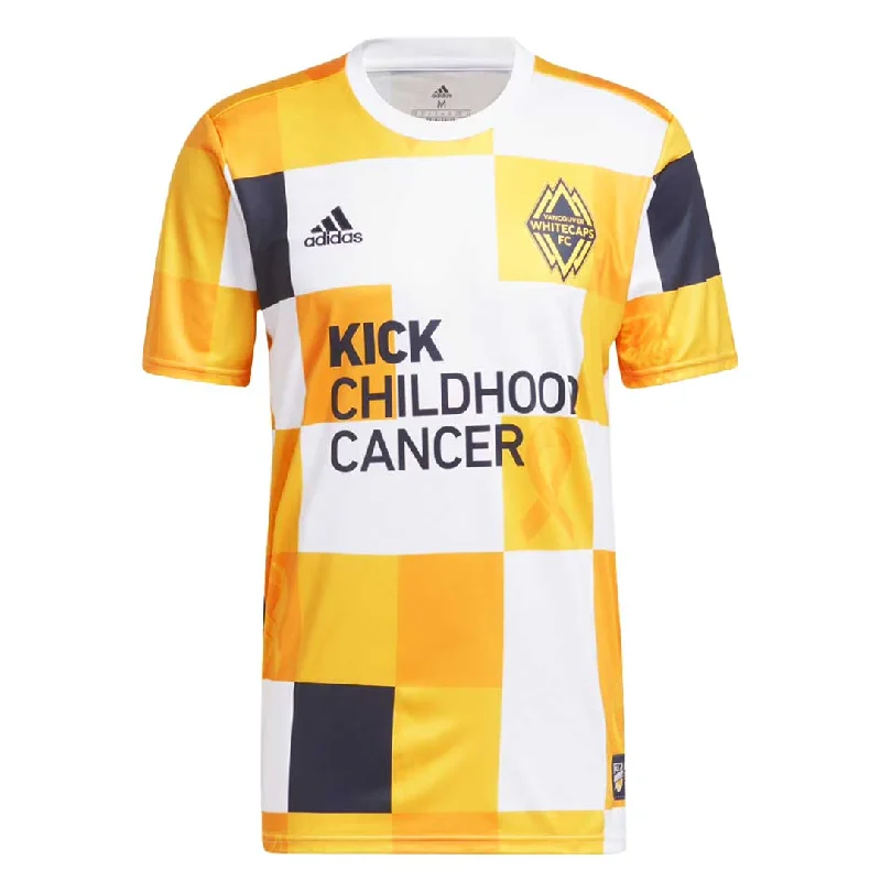 adidas - Men's Vancouver Whitecaps FC Kick Childhood Cancer Pre-Match Jersey (HT7800) Sharp Men's Italian