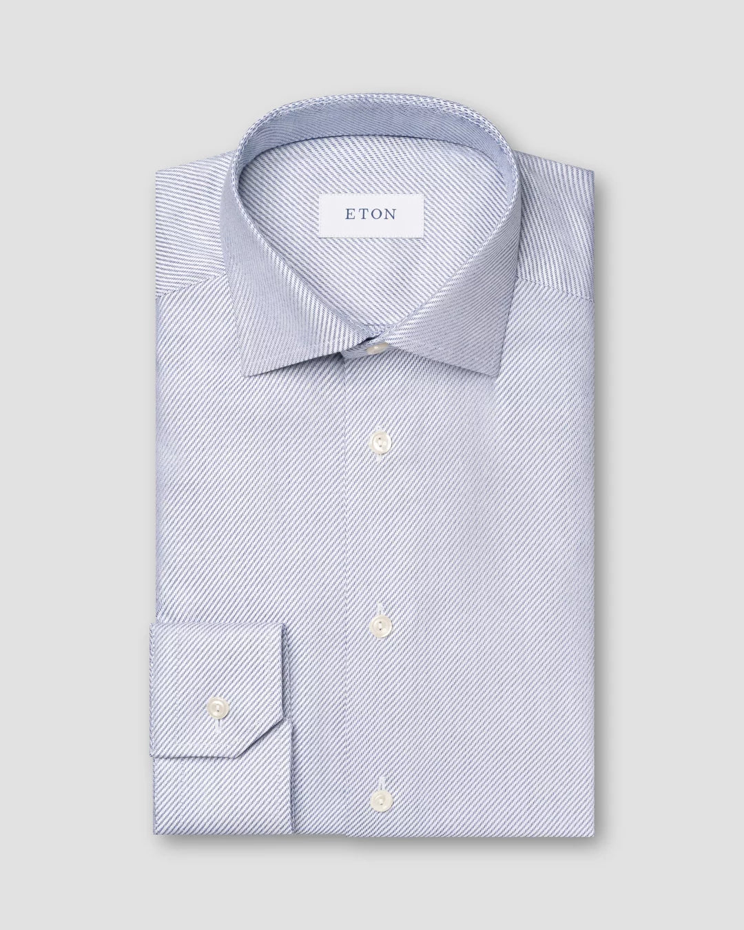 Navy Blue Twill Cotton-Tencel Slim Fit Shirt - ETON Artistic Men's Hand