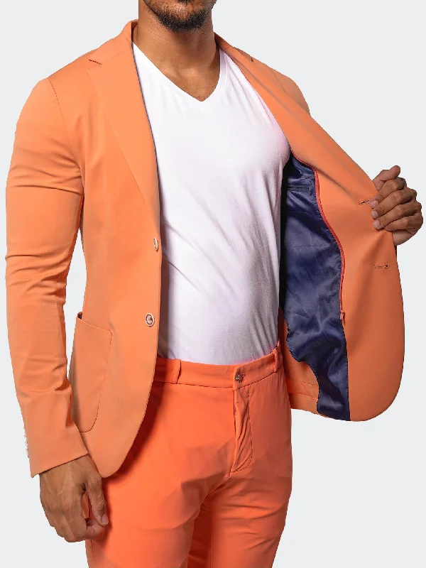 Suit Stretch Carnelian12 Orange Sleek Men's Contemporary 