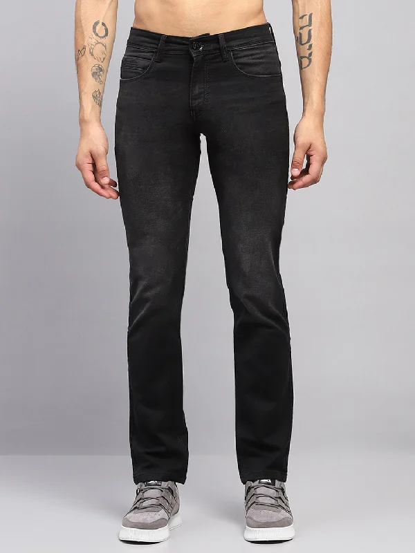 Men Black Solid Narrow Fit Denim Cool Men's Skate