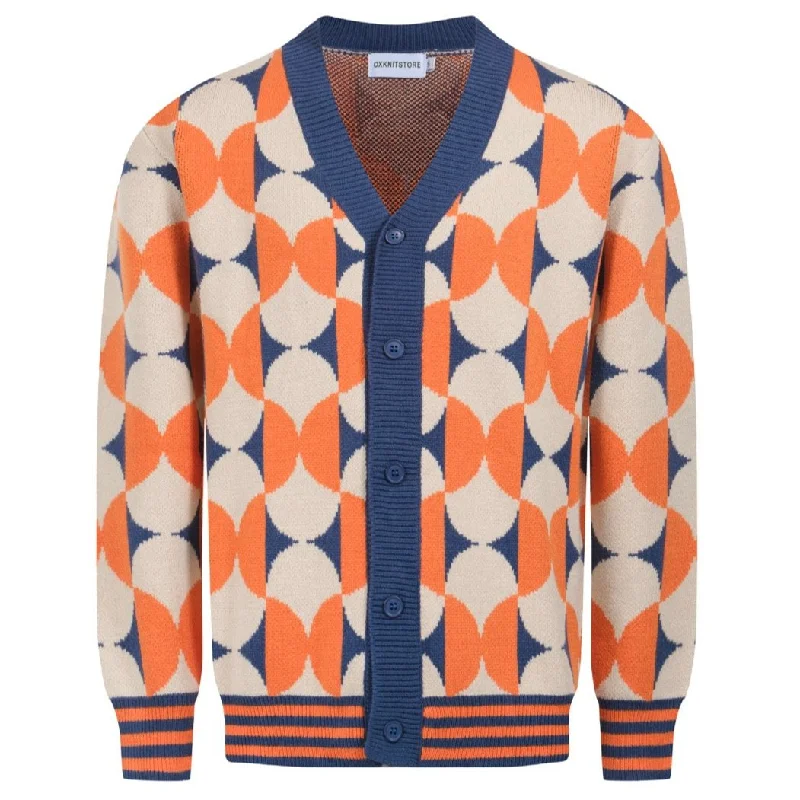 Men's orange vintage 50s cardigan sweater Dynamic Men's Moto