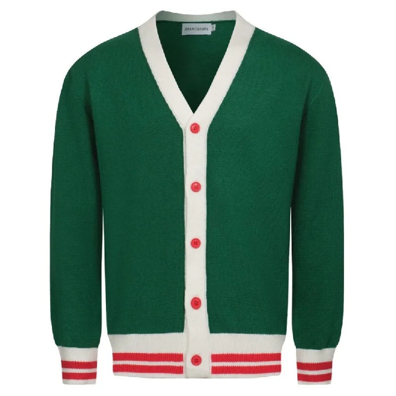 Men's green vintage knit cardigan sweater Sleek Men's Contemporary 