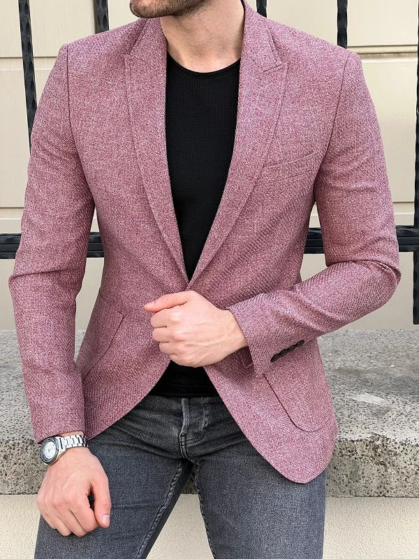 Rockford Burgundy Slim Fit Wool Blazer for Elegant Occasions Trendy Men's Bucket