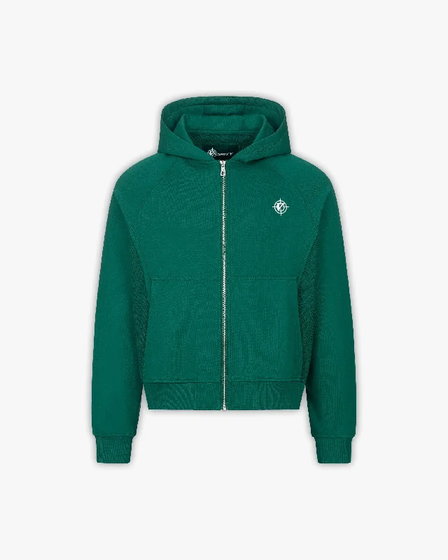 INSIDE OUT ZIP HOODIE FORREST GREEN Monochromatic Office Style