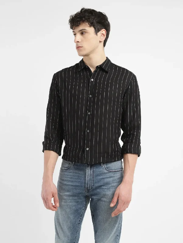 Men's Striped Slim Fit Shirt Preppy Men's College