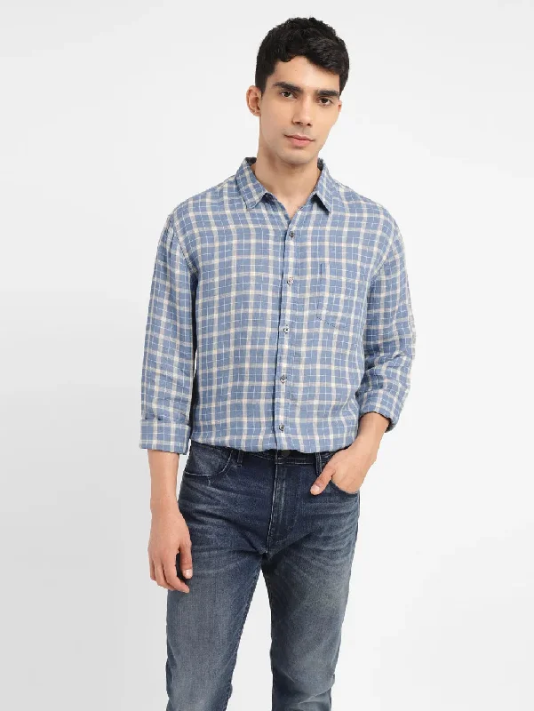 Men's Checkered Slim Fit Shirt Youthful Men's Pop