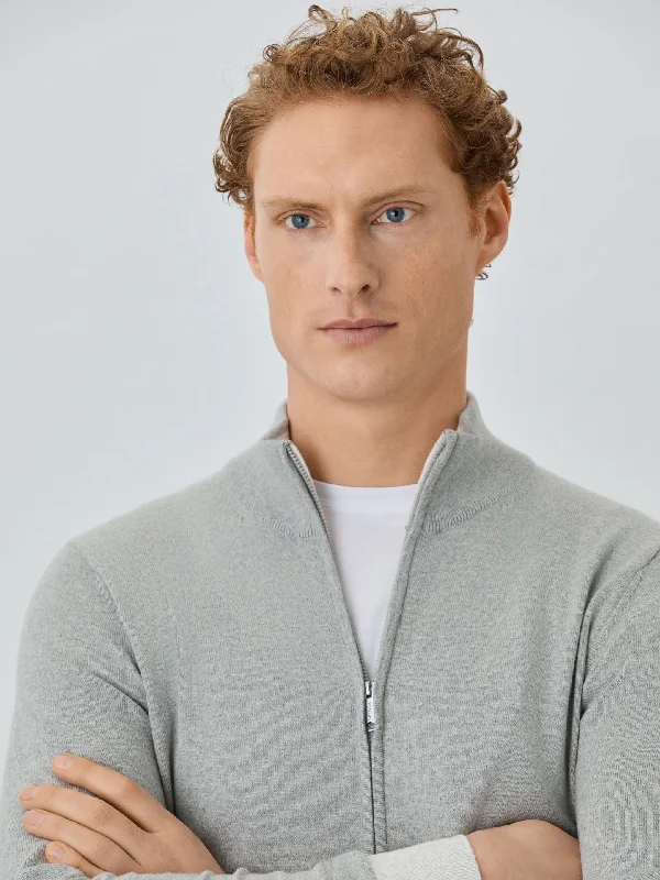 Cardigan With Logo Embroidery In Wool And Cashemere Blend Trendy Men's Scandinavian