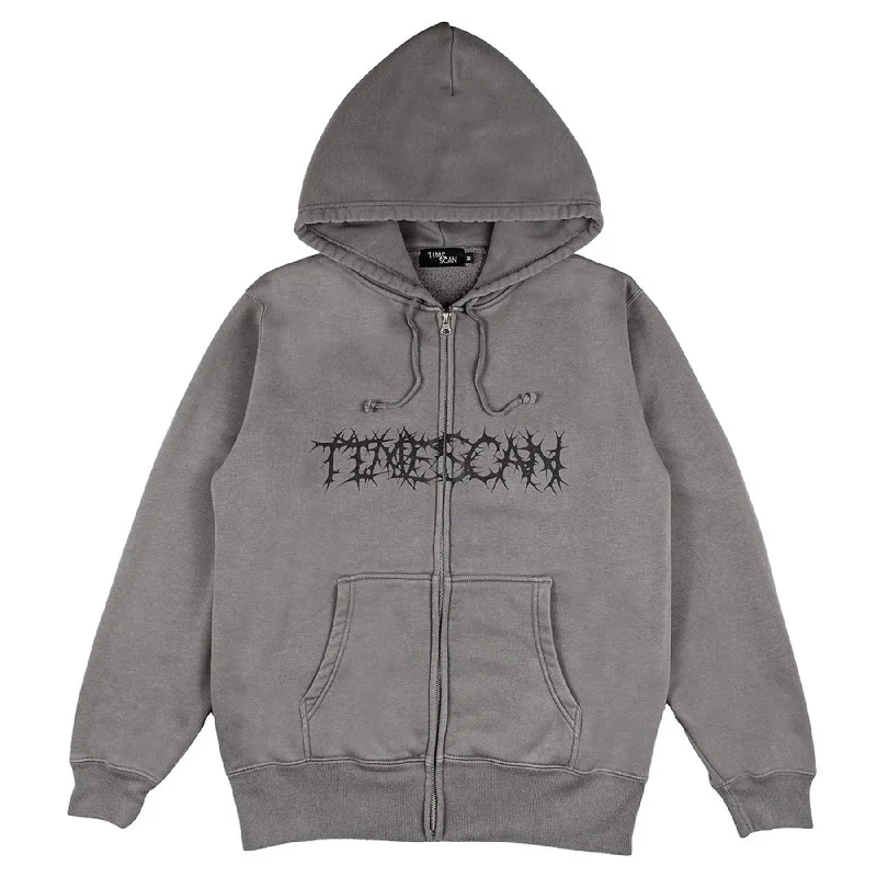 Timescan Thorns Zip Hooded Sweatshirt Stone Washed Black Dapper Men's 1920S