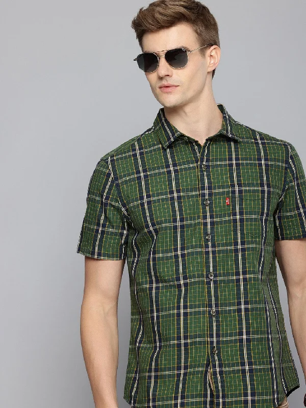 Men's Checkered Spread Collar Shirt Masculine Men's 