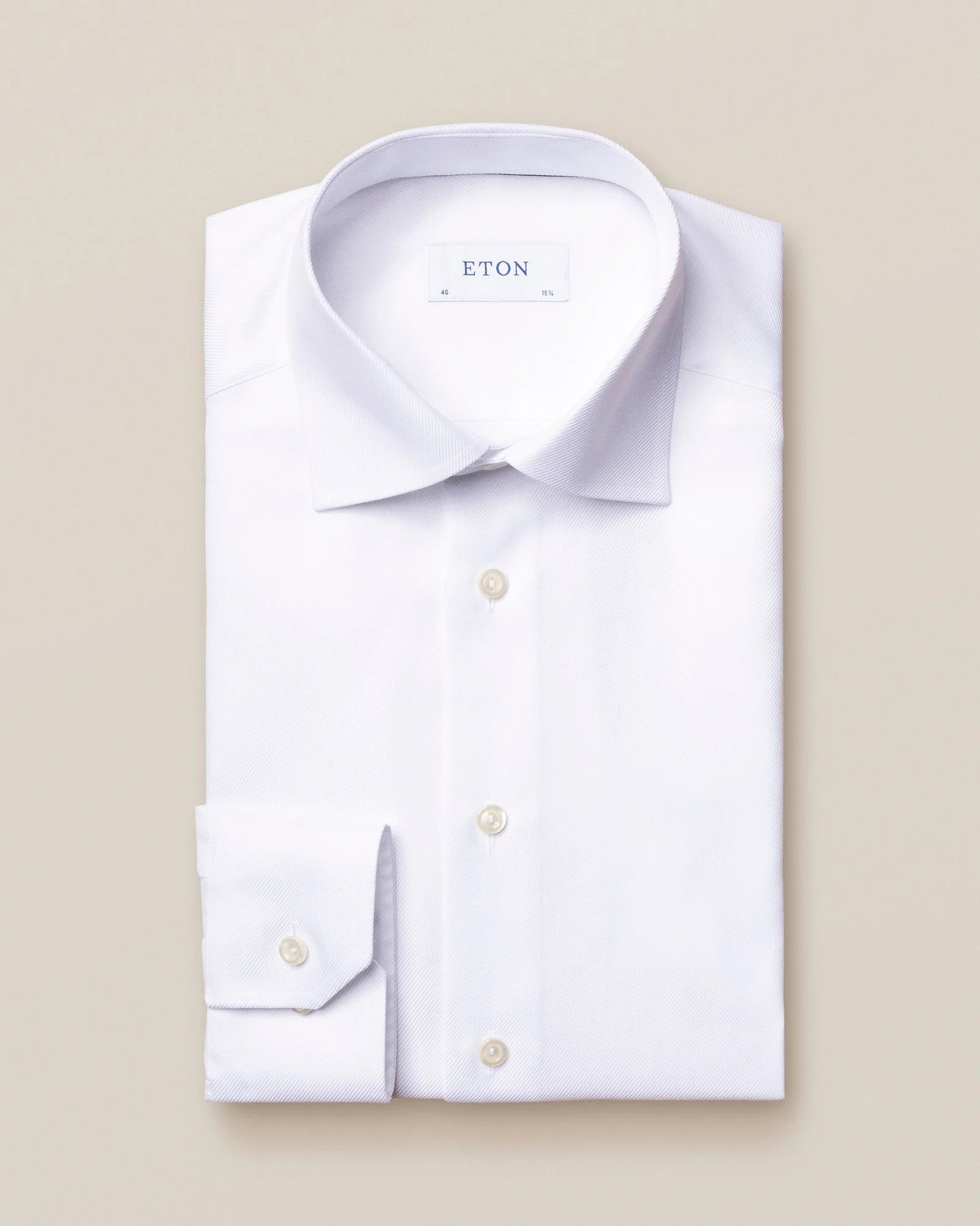 White Textured Twill Contemporary Fit Dress Shirt - ETON Stylish Men's Tropical 