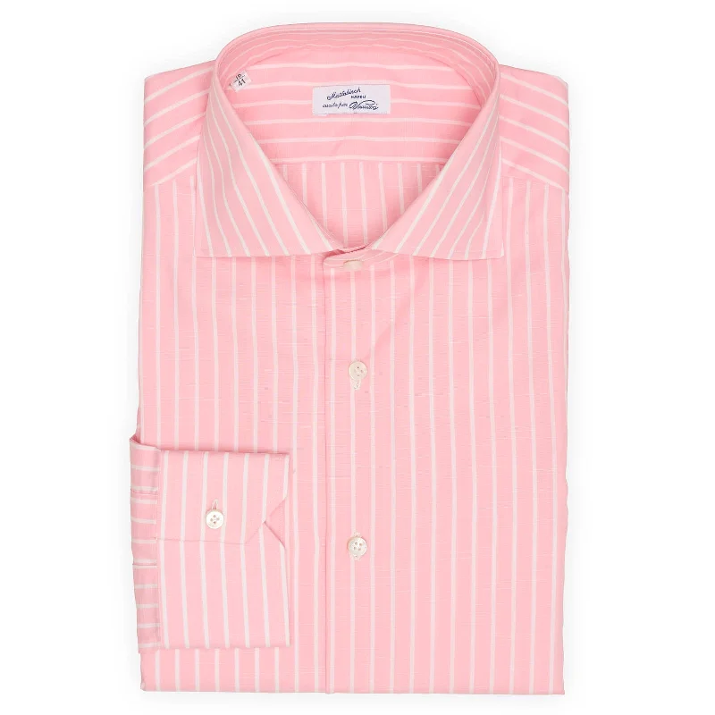 MATTABISCH for VANNUCCI Pink Striped Cotton Dress Shirt EU 41 NEW US 16 Modern Men's Geometric