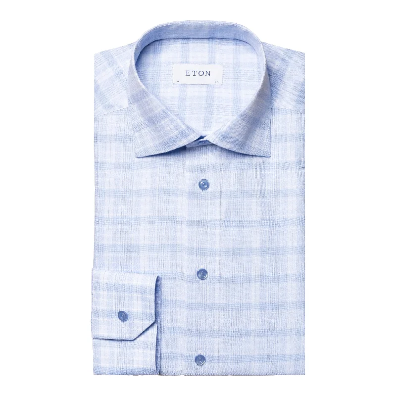 Slim Fit - Prince of Wales Checked Signature Twill Shirt Elegant Men's Cashmere