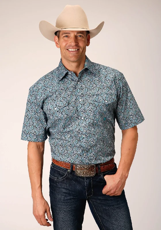 Men's Short Sleeve Snap Peacock Paisley Western Shirt Confident Men's Power