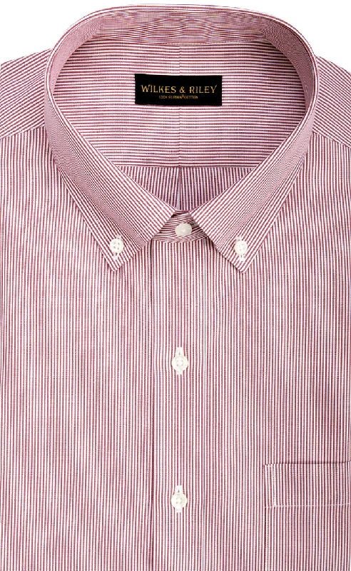 Classic Fit Red Fine Line Button-Down Collar Supima® Cotton Non-Iron Pinpoint Oxford Dress Shirt Bold Men's Animal