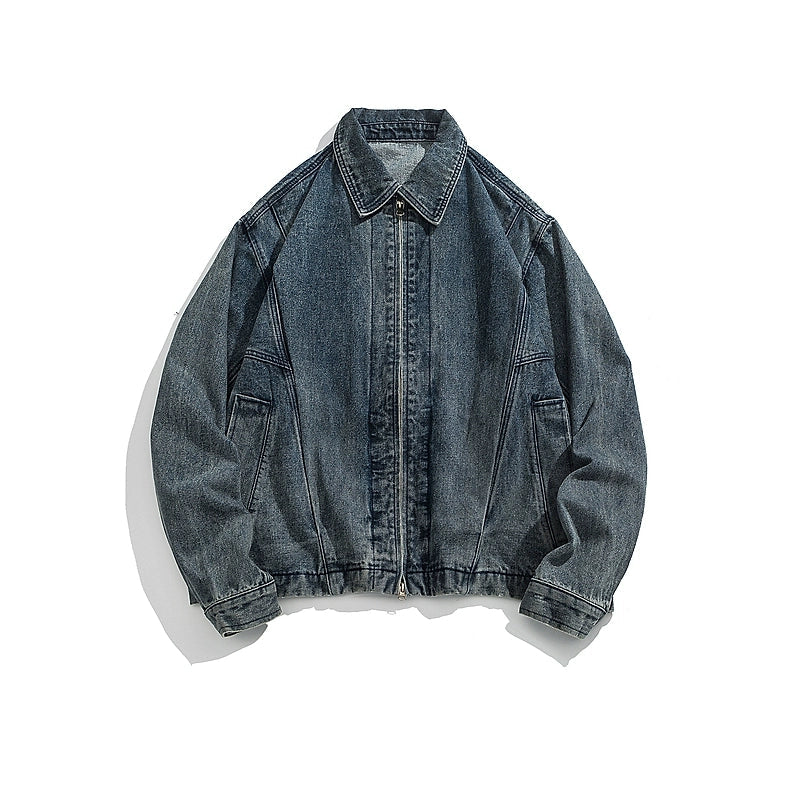 Denim Deconstructed Loose Fit Jacket Youthful Men's Anime