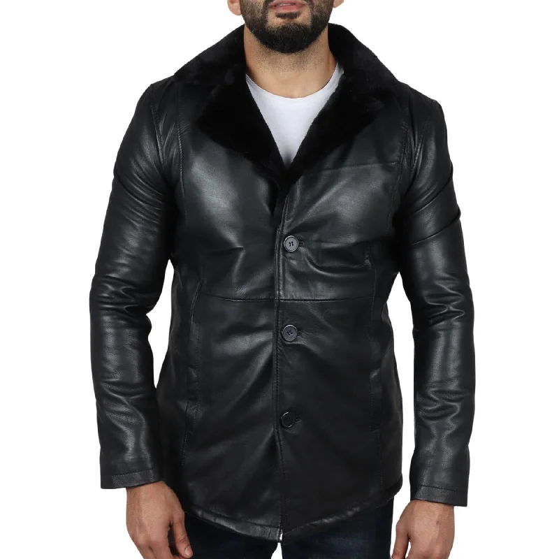 Men's Fur Lining Blazer Coat Jacket Real Leather Refined Men's Hand