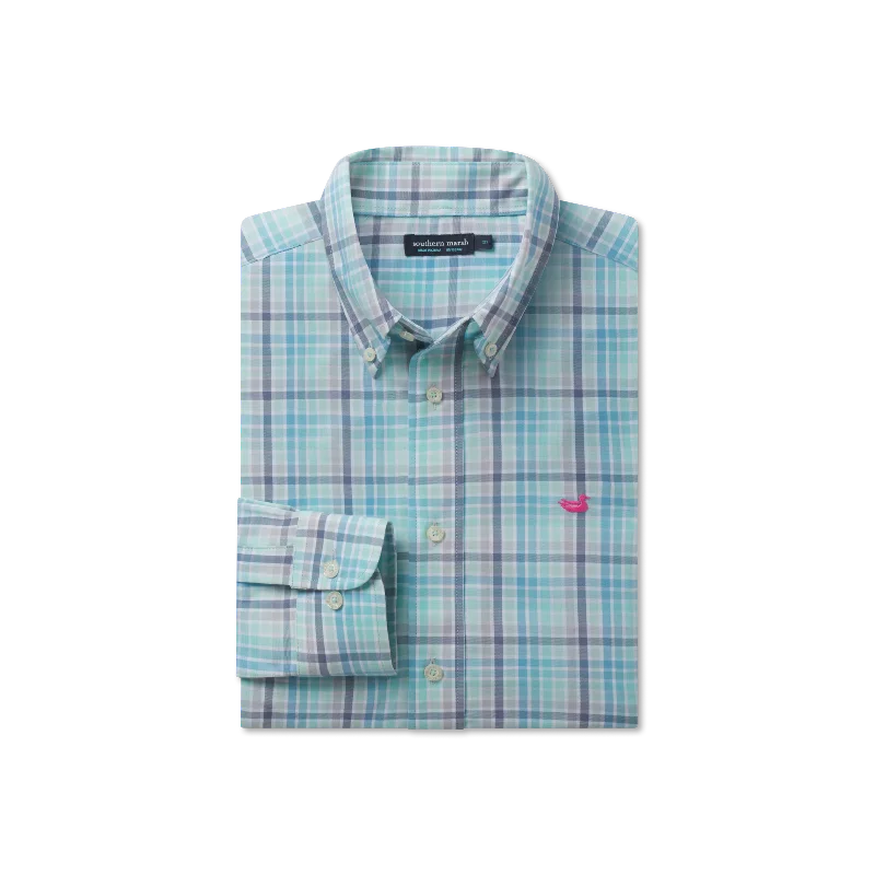 Mansur Windowpane Dress Shirt Masculine Men's 