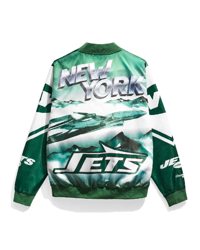 New York Jets Fanimation Satin Jacket Trendy Men's Bucket