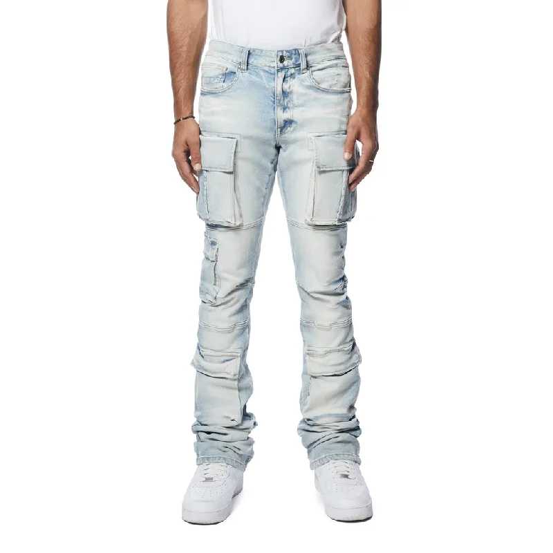 Stacked Utility Multi Pocket Jeans - Santorini Blue Bold Men's Animal