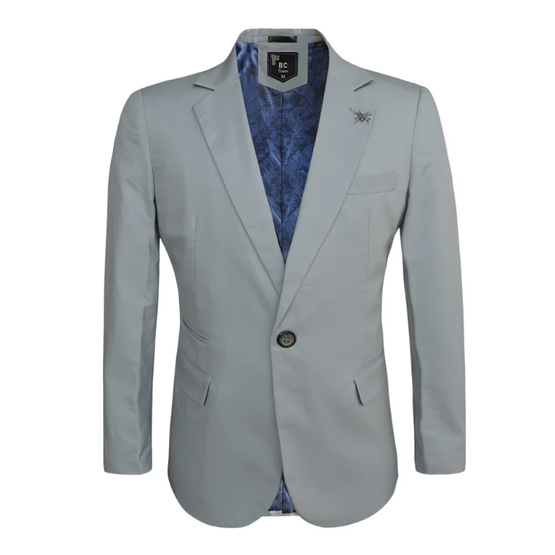 Men's Cotton-Stretch Blazer Light Grey 517 Practical Men's Multi