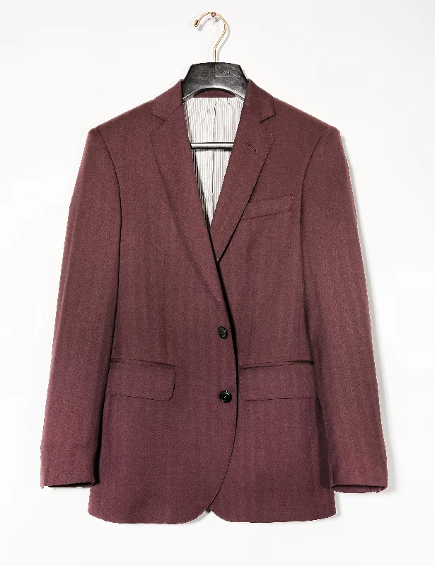 BKT50 Tailored Jacket in Wool Herringbone - Syrah Polished Men's Silk