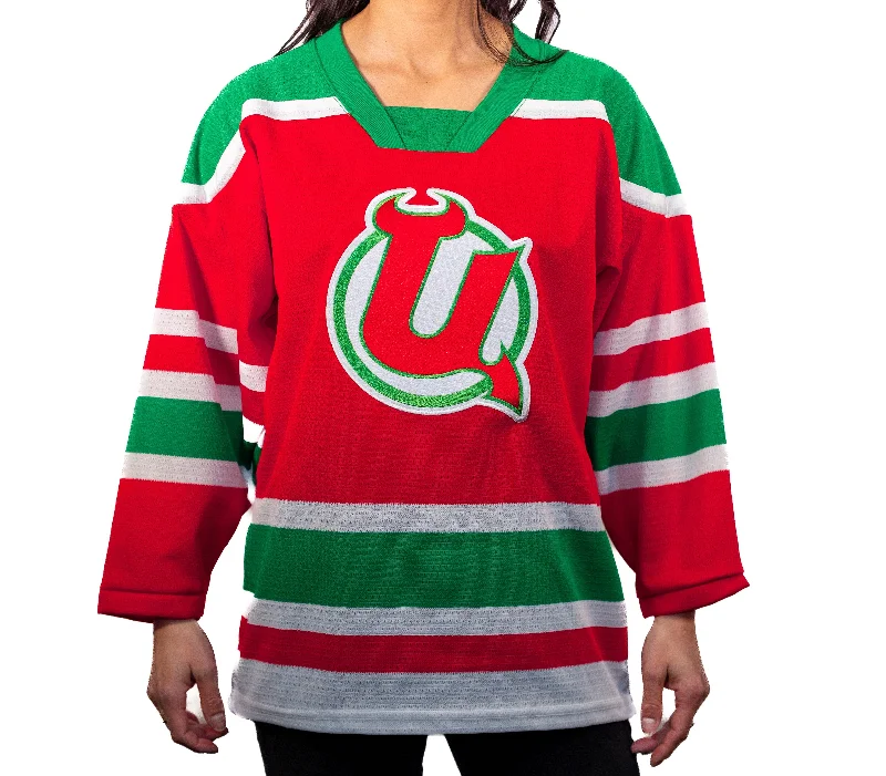 Utica Devils Red Throwback Adult Replica Jersey Sporty Men's Athleisure 