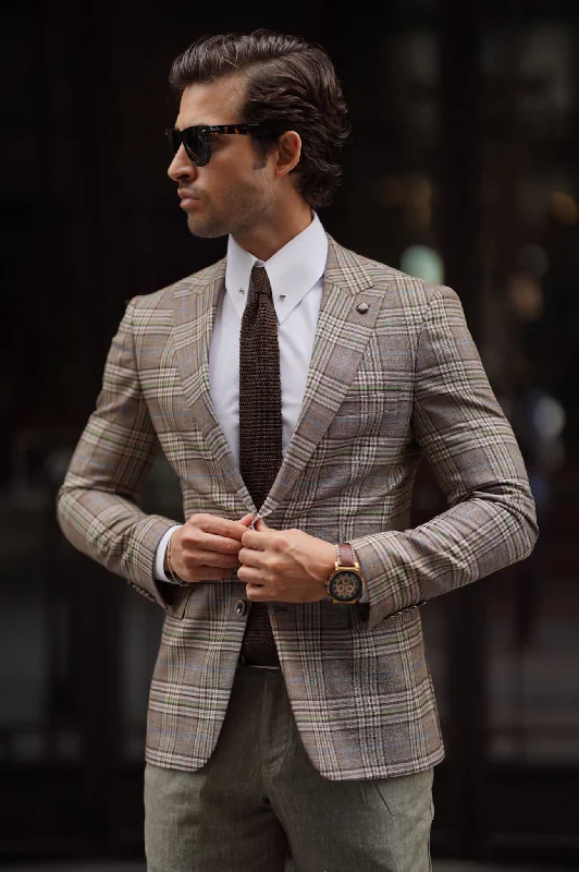 Stefano Plaid Beige Wool Blazer: The Versatile Choice for Every Occasion Sporty Men's Tennis