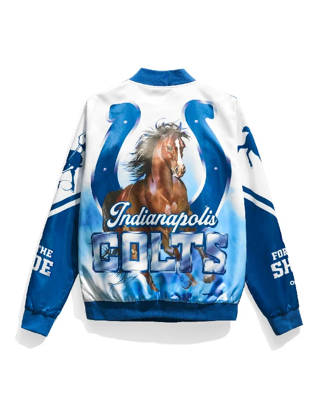 Indianapolis Colts Fanimation Satin Jacket Elegant Men's Cashmere