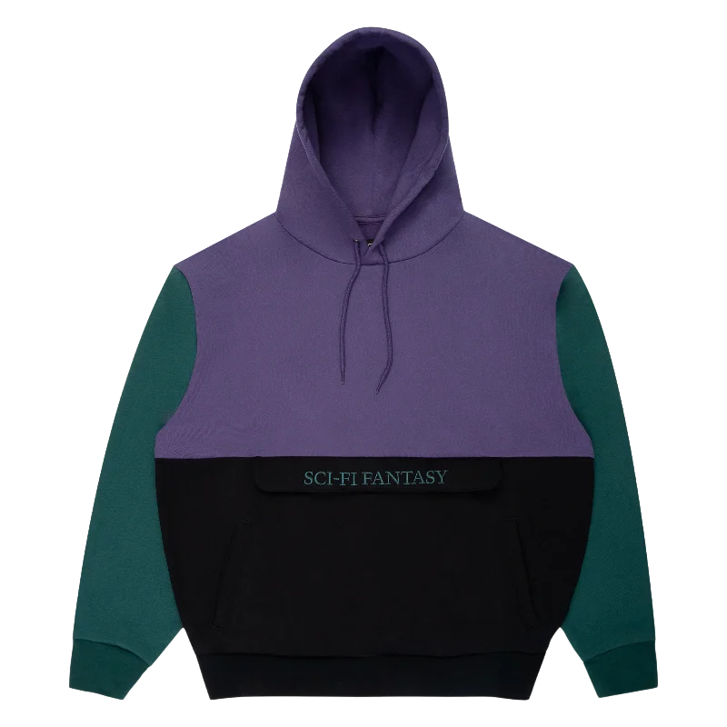 Sci-Fi Fantasy Colorblocked Hood Purple/Black Masculine Men's 