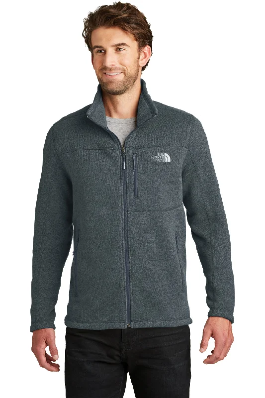 The North Face Mens Full Zip Sweater Fleece Jacket - Heather Urban Navy Blue Edgy Men's Punk