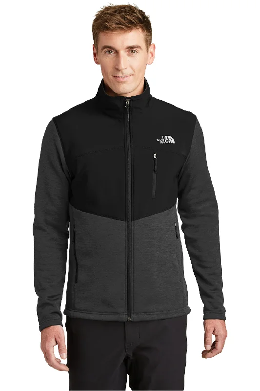 The North Face Mens Far North Wind Resistant Full Zip Fleece Jacket - Heather Black - Closeout Casual Men's Japanese 