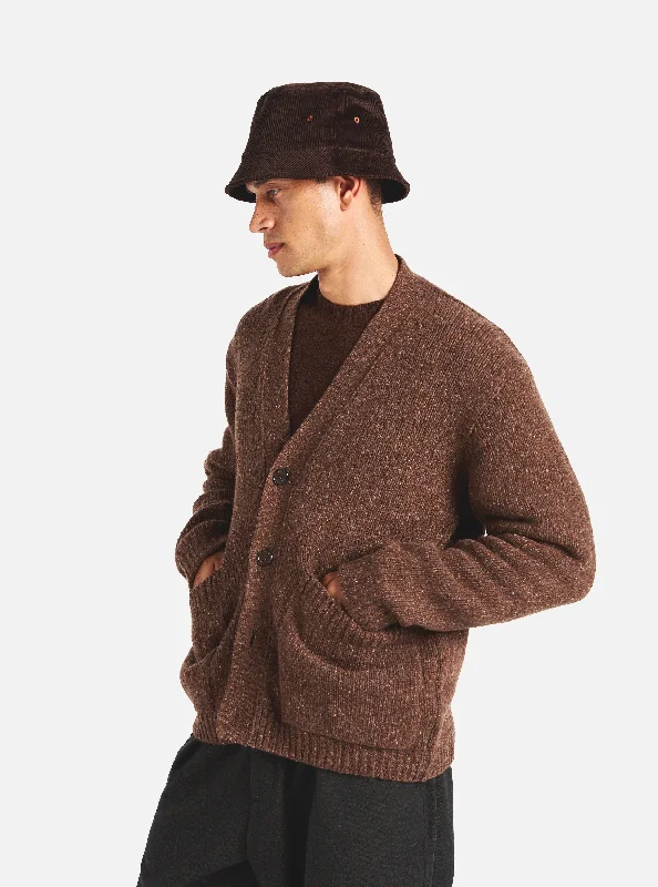 Universal Works Langdale Cardigan in Brown Tweed Knit Dapper Men's Bow