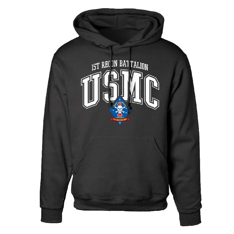 1st Recon Battalion Arched Hoodie Classic Men's Pin