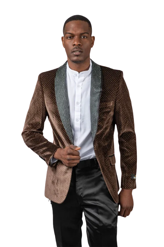 Velvet Texture Sport Coat -Brown Monochromatic All