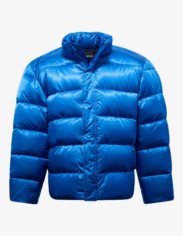 Balenciaga Blue Pinched Puffer Jacket Cozy Men's Sherpa