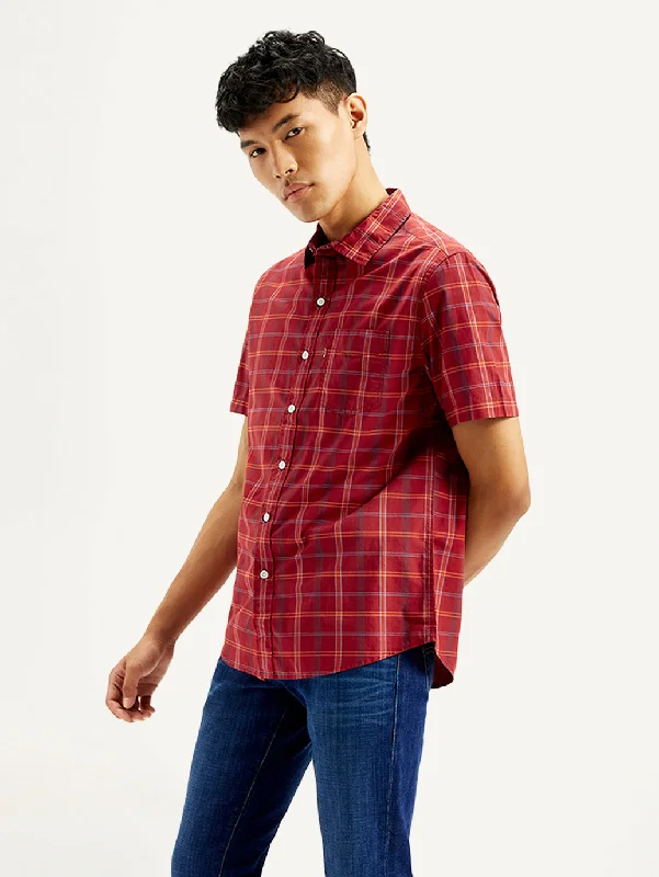 Men's Checkered Spread Collar Shirt Vacation