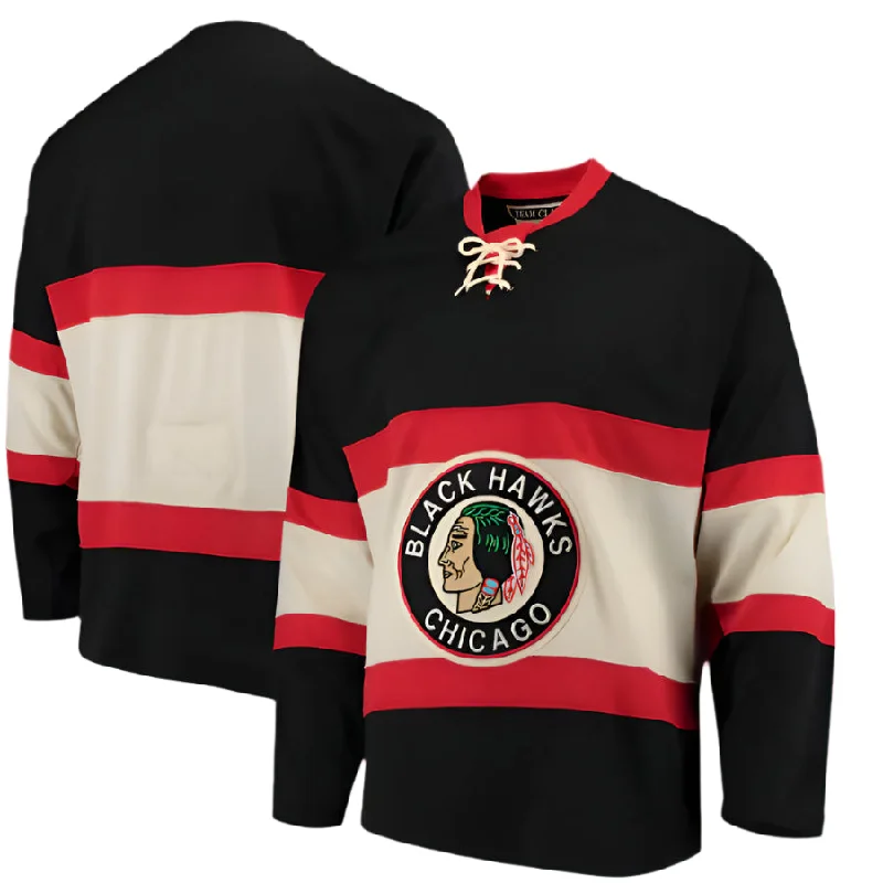 Chicago Blackhawks Men's CCM Black Classic Authentic Throwback Team Jersey Street