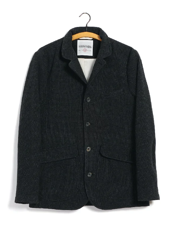 VINCENT | Casual Blazer Jacket | Black Wool Pin Cozy Men's Winter