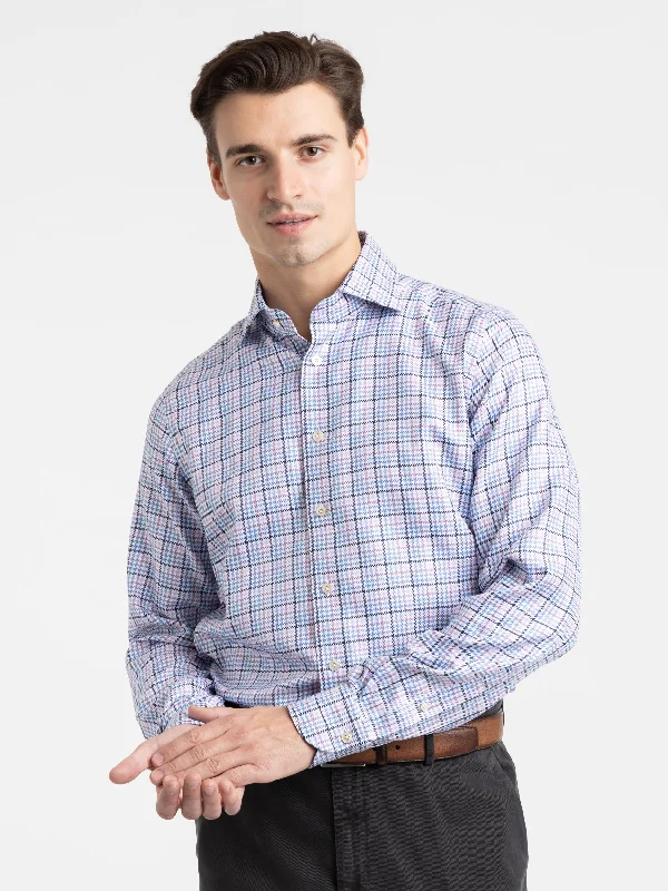 Blue/Purple Houndstooth Modern Fit Dress Shirt Rugged Men's Outdoor 